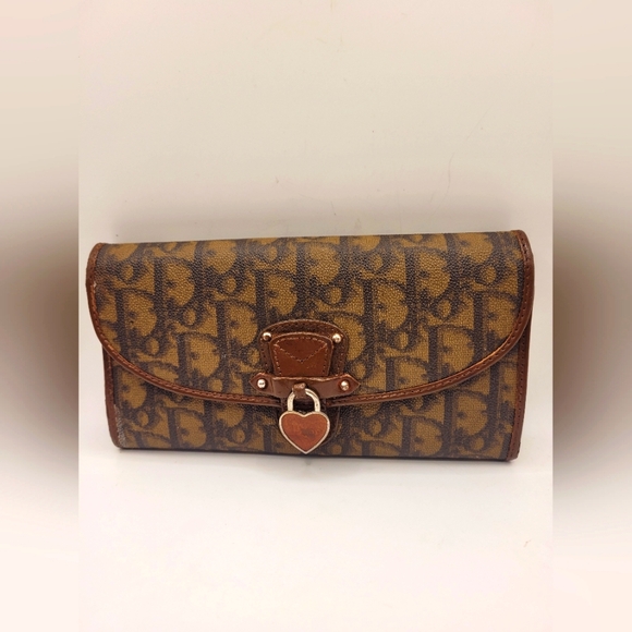 Dior Handbags - Christian Dior Trotter Canvas Long PVC Brown Heart Vintage Long Wallet